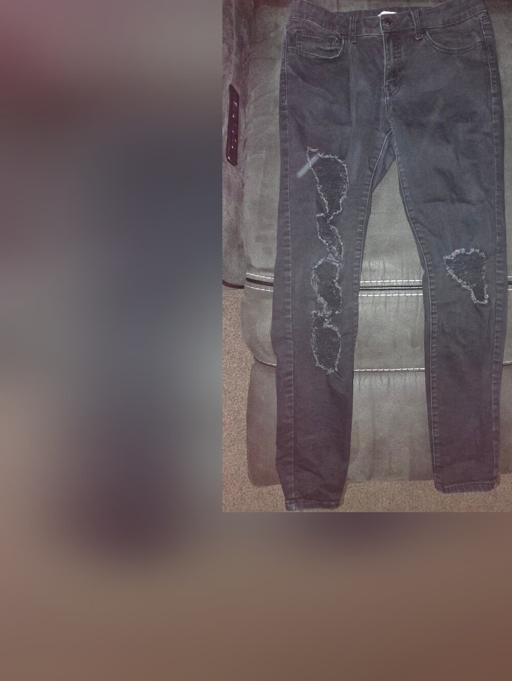 Girl's Black Distressed Skinny Jeans Sz 9/29w